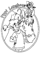 A coloring page of pippi longstocking